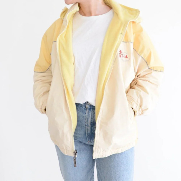 Vintage Cheneral Yellow Reversible Embroidered San Francisco Hooded Coat S - Picture 3 of 14